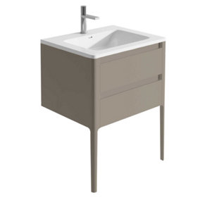 Sutton Grey Floor Standing Bathroom Vanity Unit with Integrated Resin Basin (W)590mm (H)830mm
