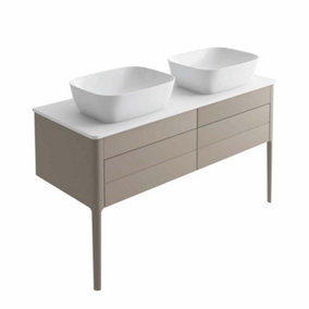 Sutton Grey Floor Standing Double Basin Bathroom Vanity Unit with Ceramic Worktop (W)1180mm (H)700mm