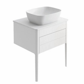 Sutton White Floor Standing Bathroom Vanity Unit with Ceramic Worktop (W)630mm (H)700mm