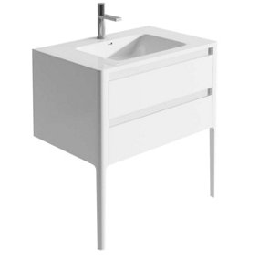 Sutton White Floor Standing Bathroom Vanity Unit with Integrated Resin Basin (W)790mm (H)830mm