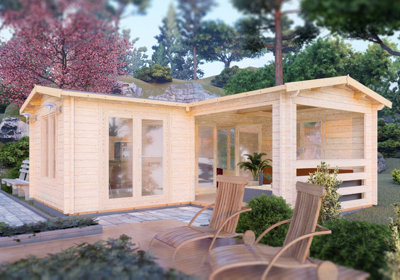 Suzy 18Gx18 44mm Log Cabin with inside and outside areas