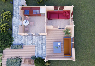 Suzy 18Gx18 44mm Log Cabin with inside and outside areas - 4