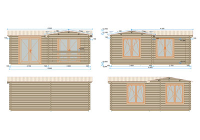 Suzy 18Gx18 44mm Log Cabin with inside and outside areas - 6