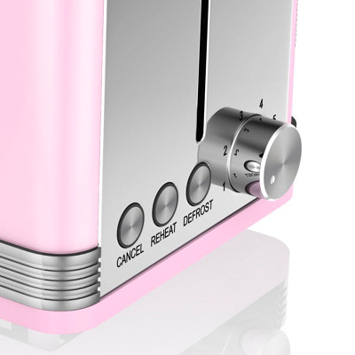 Swan ST34020PN 4 Slice Retro Style Toaster In Pink