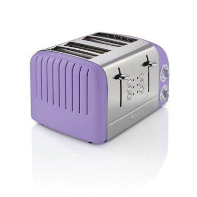 Swan 4 Slice Retro Toaster, Purple, Stainless-steel, 6 browning ...
