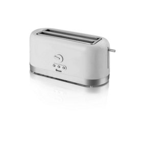 Swan 4 Slice Toaster, White, Variable Browning Control and Extra Long Slot: 25mm x 250mm, 1200W-1400W, ST10091N
