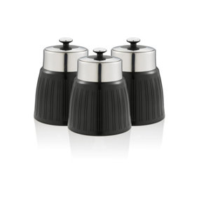Swan Black Retro Set of 3 Canisters