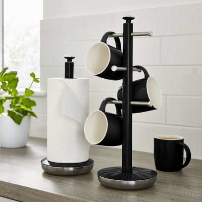 Swan Black Retro Towel Pole and Mug Tree