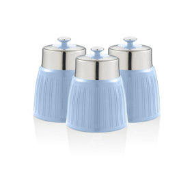 Swan Blue Retro Set of 3 Canisters