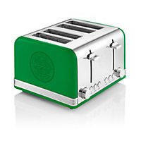 Swan Celtic 4 Slice Retro Toaster, Green, Electronic Browning Controls, 1600W, ST19020CELN