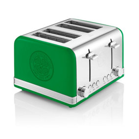Swan Celtic 4 Slice Retro Toaster, Green, Electronic Browning Controls, 1600W, ST19020CELN