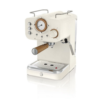 Swan Espresso Machine, 15 bar Pressure, Milk frother, 1.2L Tank, Scandi Style, SK22110WHTN, Cotton White