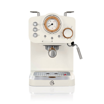 Swan Espresso Machine, 15 bar Pressure, Milk frother, 1.2L Tank, Scandi Style, SK22110WHTN, Cotton White