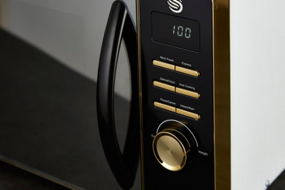 Swan Gatsby White and Gold 800W Digital Microwave 23 Litre Digital Display Variable Power Settings Auto