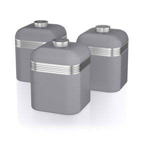 Swan Grey Retro Set of 3 Canisters