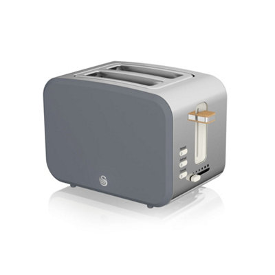 Swan 4 Slice Long Slot Toaster - Grey