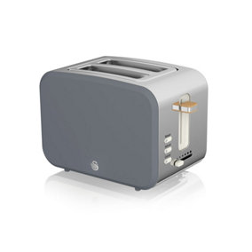 Swan Nordic 2 Slice Toaster, Slate Grey, 900W, Soft Touch and Matte Finish, 6 Browning Levels, ST14610GRYN