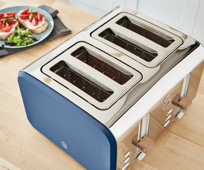 Swan Nordic 4 Slice Toaster, Blue, 1500W, Scandi Style, Independent ...