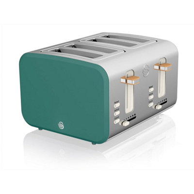 Swan Nordic 4 Slice Toaster, Pine Green, 1500W, Scandi Style, ST14620GREN