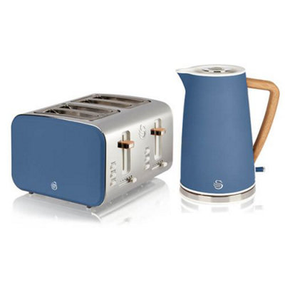 Swan Nordic Blue 1.7 Litre Cordless Kettle and 4 Slice Toaster DIY at B Q