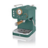 Swan Nordic Espresso Machine, Green, 15 Bars of Pressure, Milk Frother, 1.2L Tank, Scandi Style, SK22110GREN