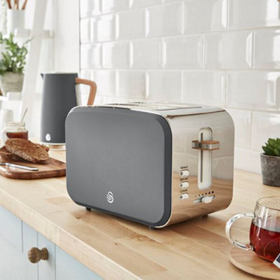 Swan Nordic Slate Grey 1.7 Litre Cordless Kettle and 2 Slice Toaster