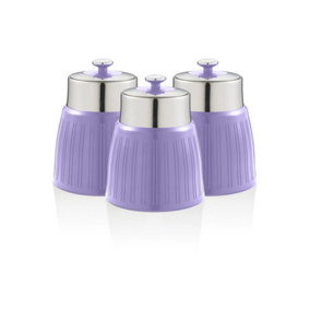 Swan Purple Retro Set of 3 Canisters