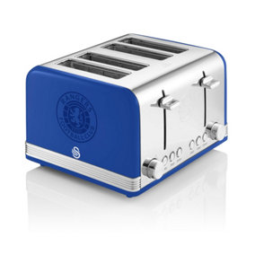 Swan Rangers 4 Slice Retro Toaster, Blue, Electronic Browning Controls, 1600W, ST19020RANN