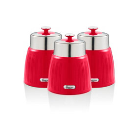 Swan Red Retro Set of 3 Canisters