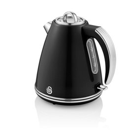 Swan Retro 1.5 Litre Jug Kettle, Black, with 360 Degree Rotational Base, 3KW Fast Boil, Easy Pour, SK19020BN