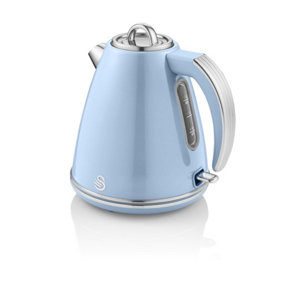 Swan Retro 1.5 Litre Jug Kettle, Blue, with 360 Degree Rotational Base, 3KW Fast Boil, Easy Pour, SK19020BLN