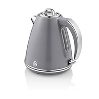 Swan Retro 1.5 Litre Jug Kettle, Grey, with 360 Degree Rotational Base, 3KW Fast Boil, Easy Pour, SK19020GRN