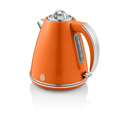 Swan Retro 1.5 Litre Jug Kettle Orange with 360 Degree Rotational Base 3KW Fast Boil Easy