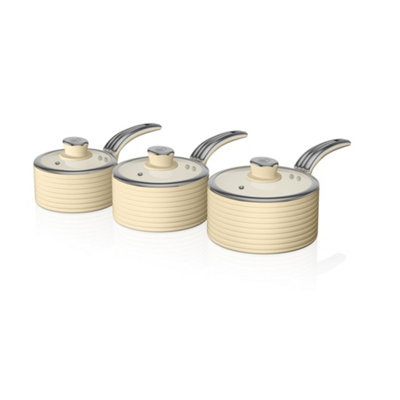 Swan Retro 3 Piece Saucepan Set