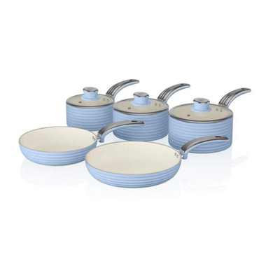 Swan Retro Blue 5 Piece Pan Set