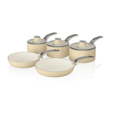 Swan Retro Cream 5 Piece Pan Set