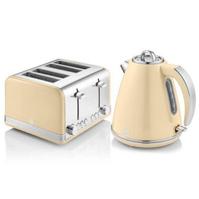 Swan Retro Cream Kettle and Slice Toaster Set