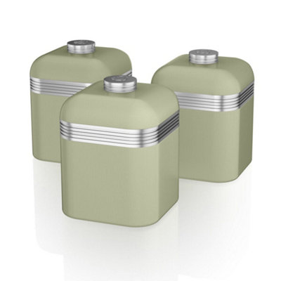 Swan Retro Green Canisters SWKA1020GN - 3-piece Tea Coffee Sugar ...