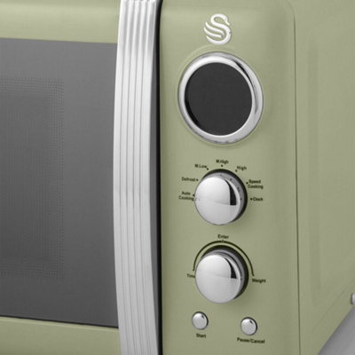 Swan Retro Green Kitchen Set: Kettle, Toaster & Microwave Bundle
