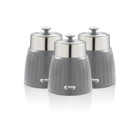 Swan Retro Grey Set of 3 Canisters