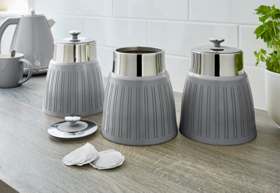 Swan Retro Grey Set of 3 Canisters