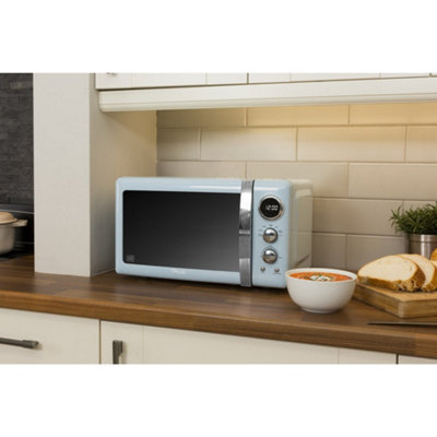 Swan Retro LED Digital Microwave Blue, 20L, 800W