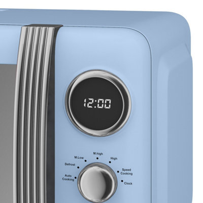 Swan Retro LED Digital Microwave Blue, 20L, 800W