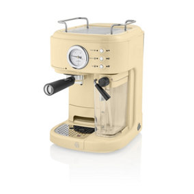 Swan Retro One Touch Espresso Machine, Cream, 15 Bars of Pressure, Milk Frothing Steamer, 1.7L Tank, Retro style, SK22150CN