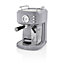 Swan Retro One Touch Espresso Machine, Grey, 15 Bars of Pressure, Milk Frothing Steamer, 1.7L Tank, Retro style, SK22150GRN