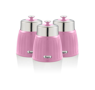 Baoblaze 3-teilige Rosa Aufbewahrungsdosen Aus Eisen – Stylisch & Luftdicht Für Tee, Kaffee, Zucker