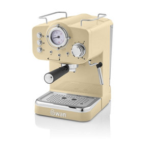 Swan Retro Pump Espresso Coffee Machine, Cream, 15 Bars of Pressure, Milk Frother, 1.2L Tank, SK22110CN