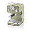 Swan Retro Pump Espresso Coffee Machine, Green, 15 Bars of Pressure, Milk Frother, 1.2L Tank, SK22110GN
