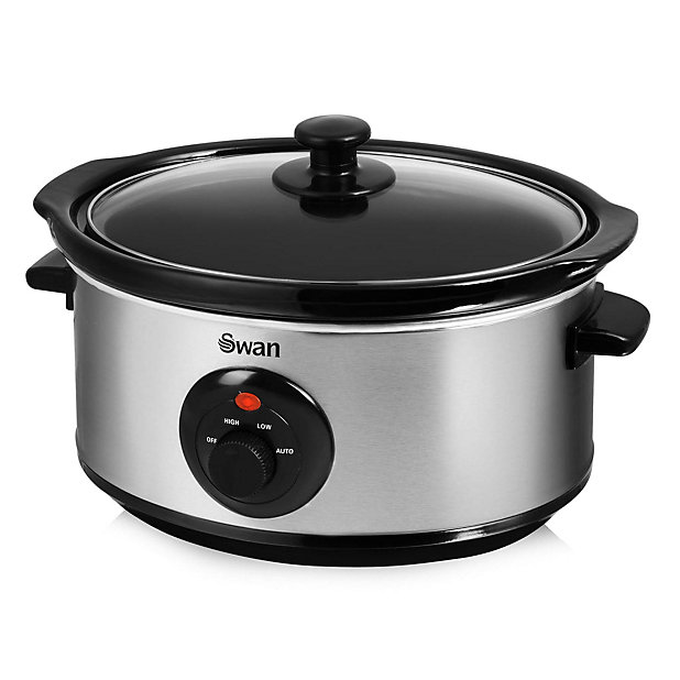 ELPINE 3.5L Slow Cooker Stainless Steel Family Sized Large Removable Pot Dish 