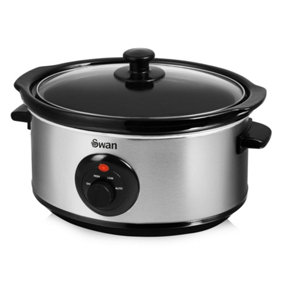 Swan SF17020N 3.5 Litre Oval Stainless Steel Slow Cooker with 3 Cooking Settings, 200W, Silver